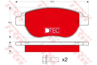 CERAMICZNE klocki hamulcowe TRW DTec Citroen Berlingo C3 I C4 I Xsara Picasso Fiat Doblo Peugeot 1007 206 207 307 Partner komplet PRZÓD do tarcz 283mm